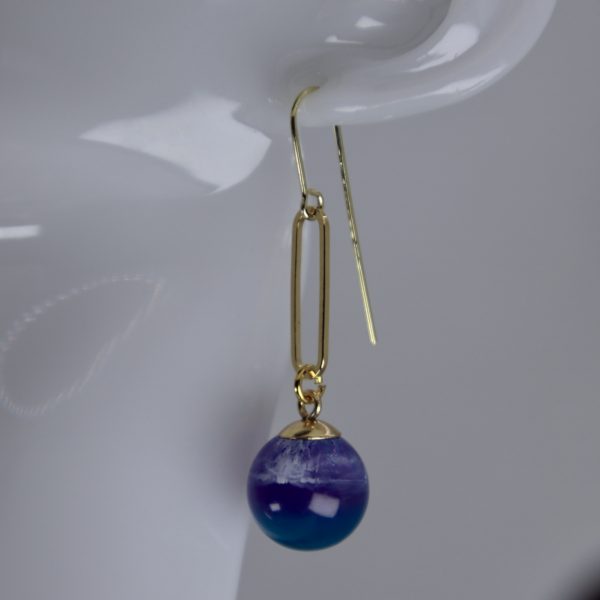 Pendants d’Oreilles Nuance Océanique – Résine Artisanale et Plaqué Or