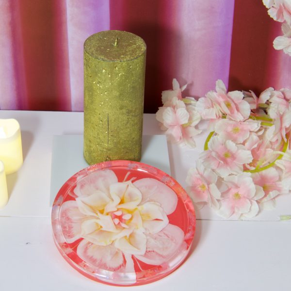 Sous-verre “Jardin marin” – Fleur en 3D & petits poissons – Image 2