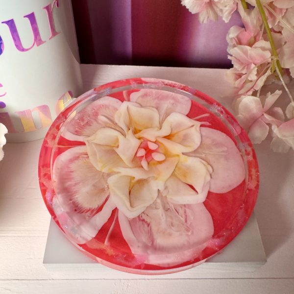 Sous-verre “Jardin marin” – Fleur en 3D & petits poissons